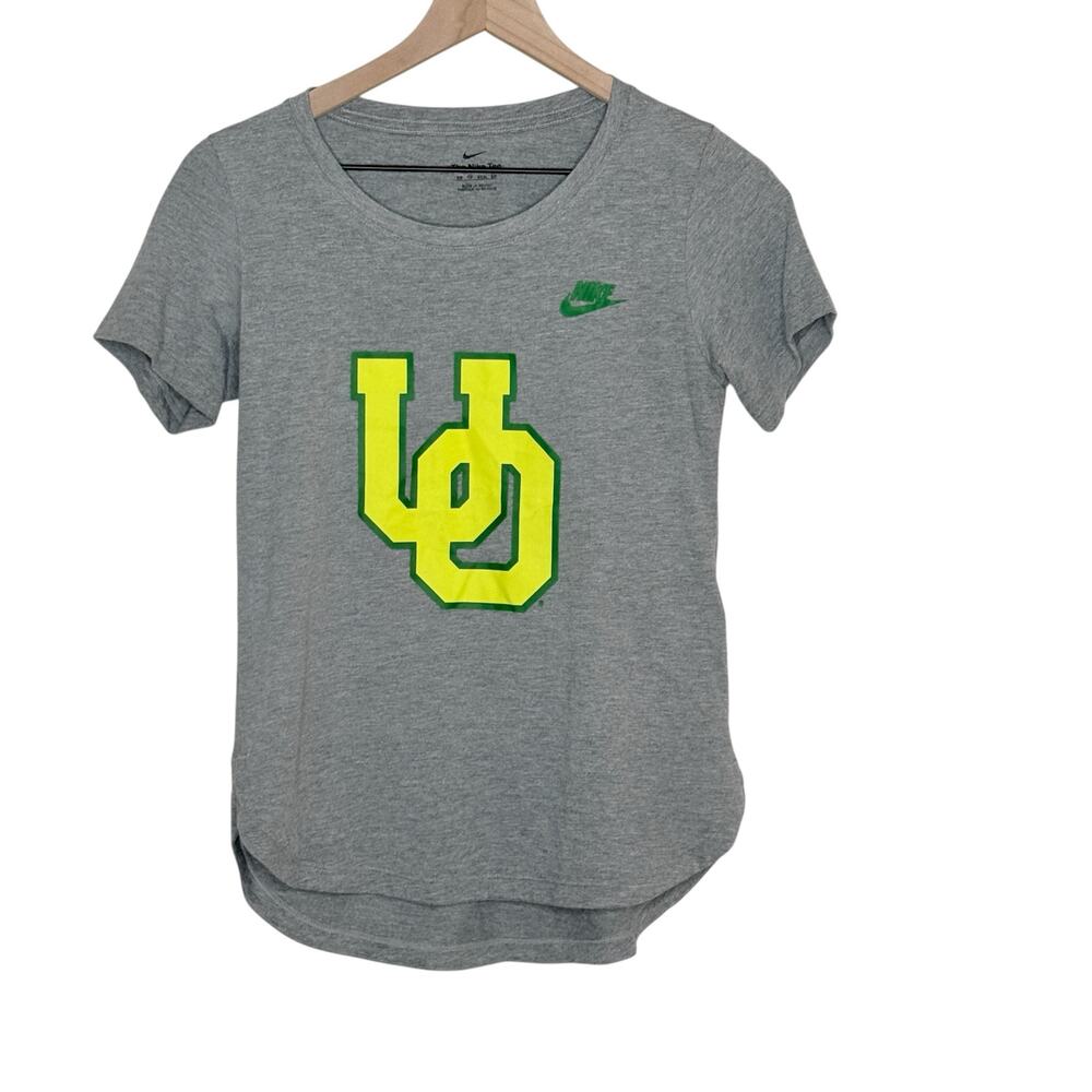 Nike Oregon Ducks UO Logo T Shirt Womens XS Gray Dri Fit NCAA College Tee
